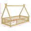 Lit simple en bois en forme de tente avec garde-corps-755344752