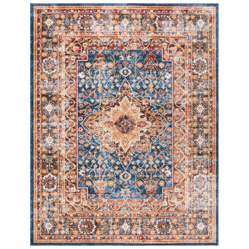 Tapis performance oriental Broomhedge Bijar, Brown/Navy, Rectangle 8 pi x 10 pi