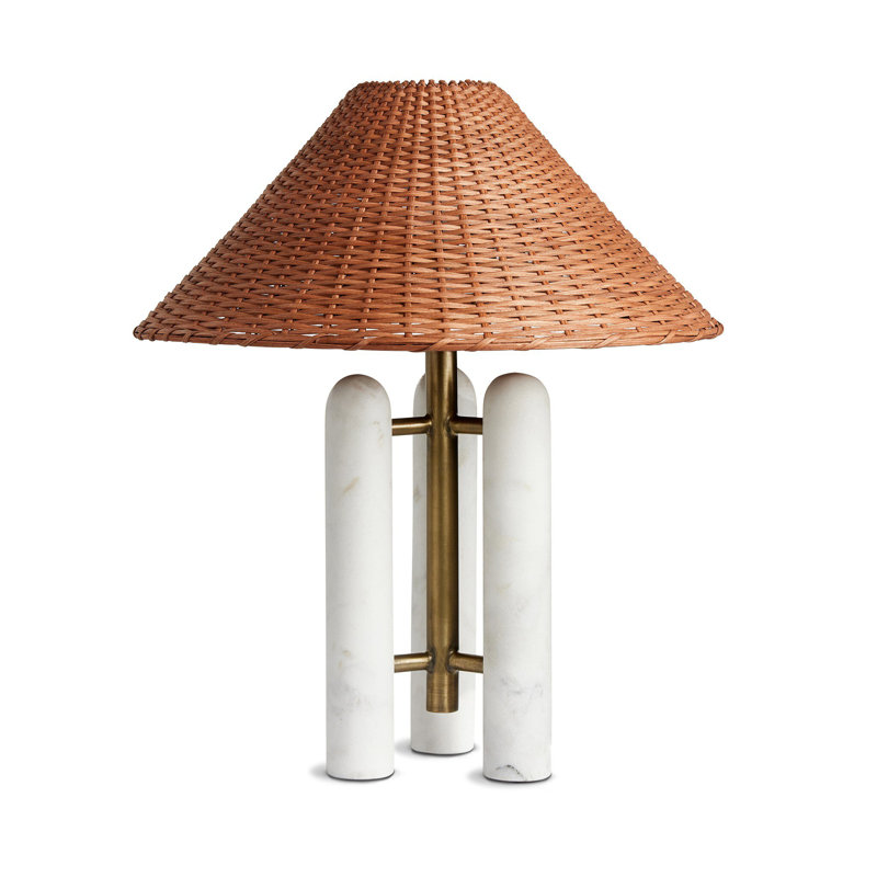 Medici Table Lamp, Brown, Rattan, White