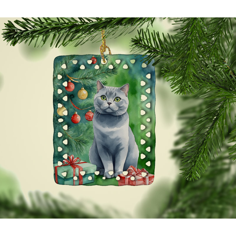 Ornement en porcelaine British Shorthair, Chat British Shorthair