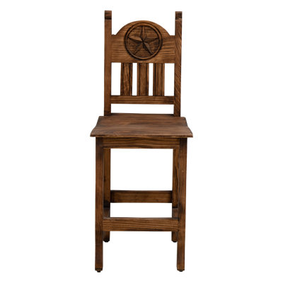 Barstool with Wood Seat and Carved Star