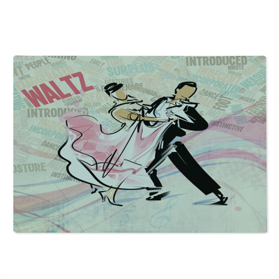Ambesonne Modern Cutting Board Large Size Romantic Dancing Couple Words Multicolor