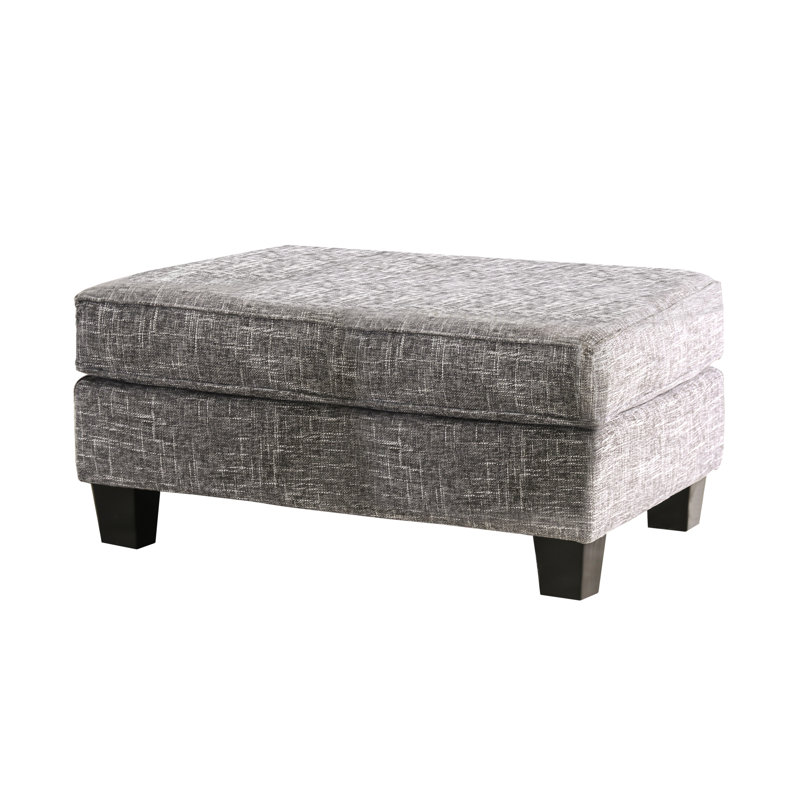 Anddy Upholstered Ottoman, Gray Burlap Weave Polyester