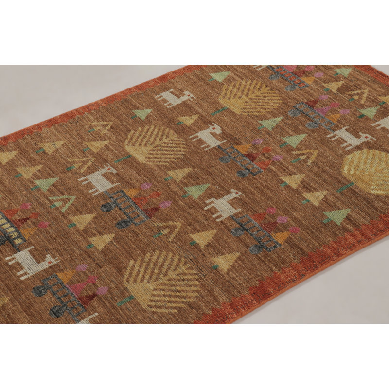 Handmade Wool Geometric Area Rug, Square 4'