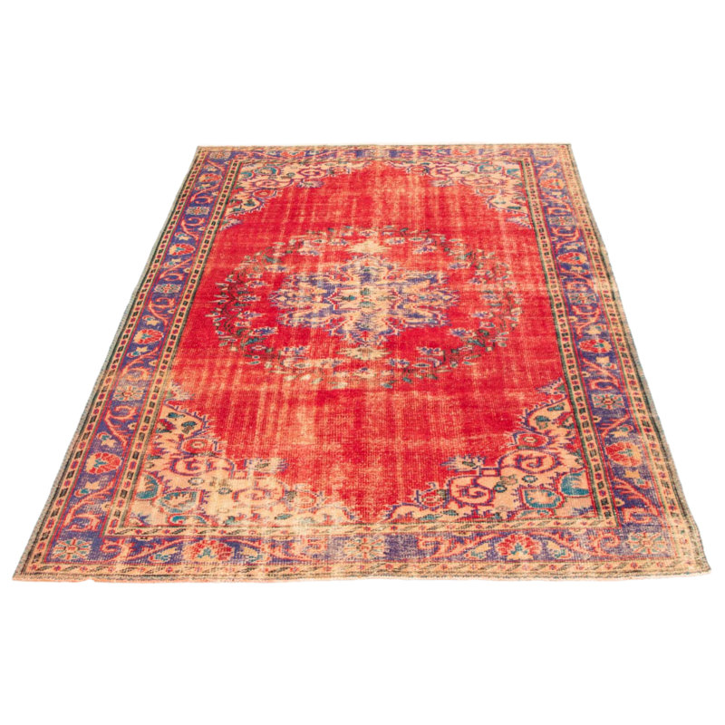 Tapis unique en laine noué à la main de style années 1990 de 6 pi 2 po x 9 pi 5 po Mooli