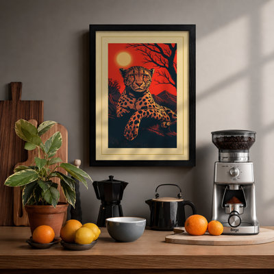 Leopard at Sunset Boho - Framed Print