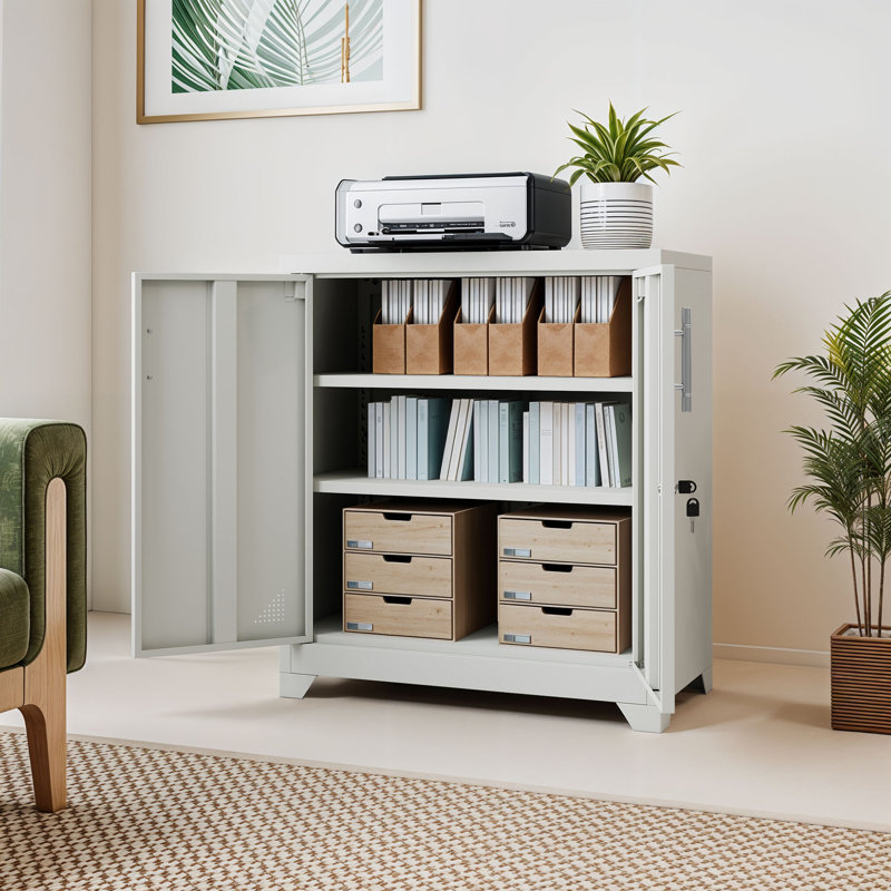 Arild 2 -Door 2 -Shelf Storage Cabinet Steel, White