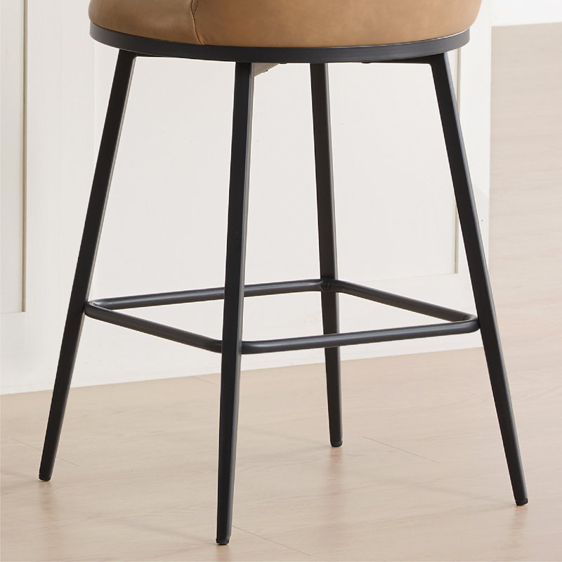 Aura 26'' Upholstered Swivel Counter Stool, Saddle Brown, 3