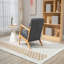 Chaise d'appoint Mid-Century moderne avec structure en bois, chaises de salon rembourrées avec coussin de taille, fauteuil de lecture pour véranda de chambre-466337827-466337831