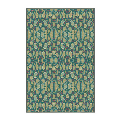 Tapis vert/beige tissé à la machine