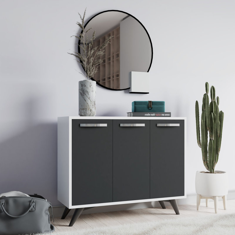 Buffet de 39,4 po de largeur, Blanc / gris anthracite