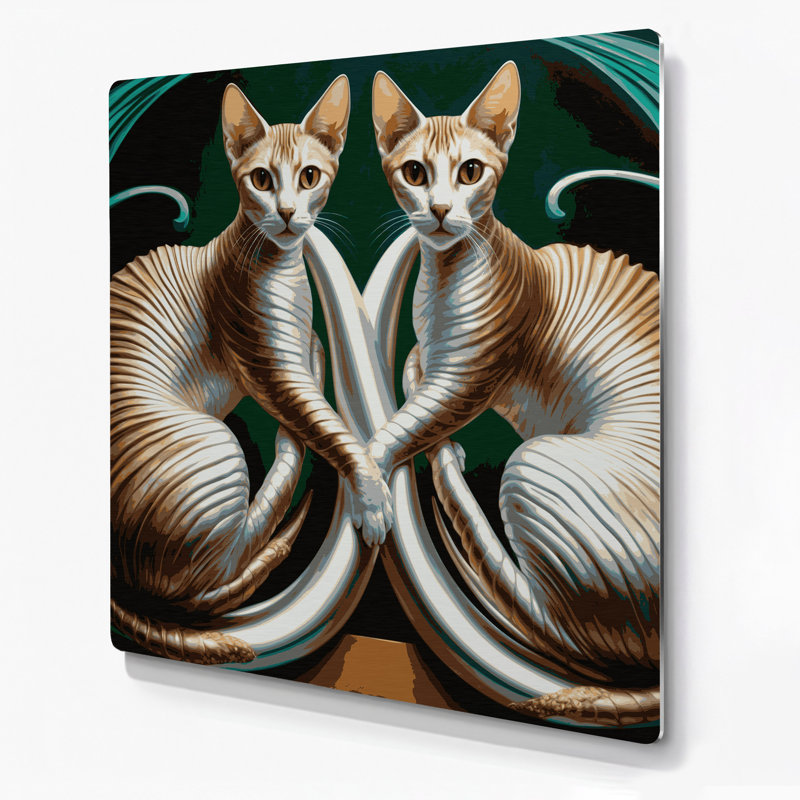 «Cats Cornish Rex», art mural en métal brun, H 16 po x l 16 po