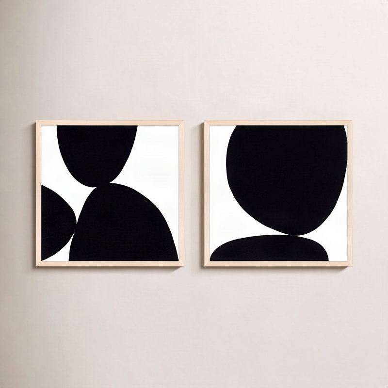 Black Ink Painting by Lee Lessem, 36" H x 36" W x 1.25" D, Maple Framed