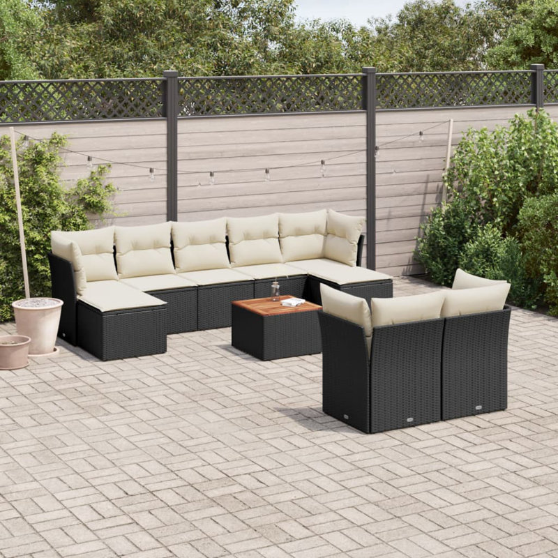 Ensemble de canapé modulaire en rotin PE noir 10 pièces Vidaxl