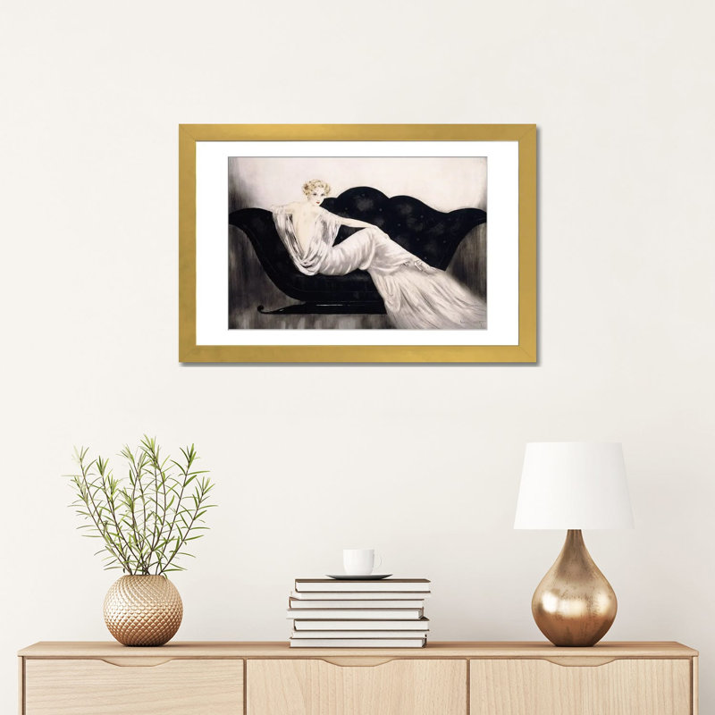 The Sofa, C.1937, White, 16" H x 24" W x 1" D, Gold Open Corner Framed Paper