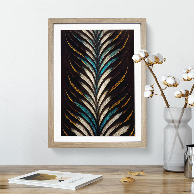 Unreal Feather - Wall Art, 66cm H x 48cm W, Oak Picture Frame, White