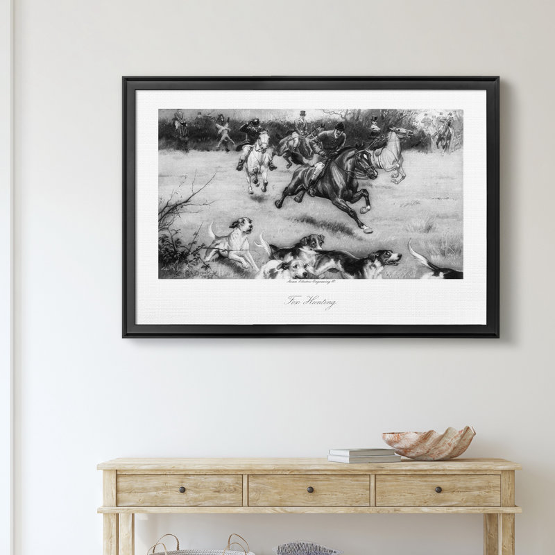 Chasse au renard - reproduction de photo sur toile, Noir, H 26,5 po x l 36,5 po x P 1,5 po