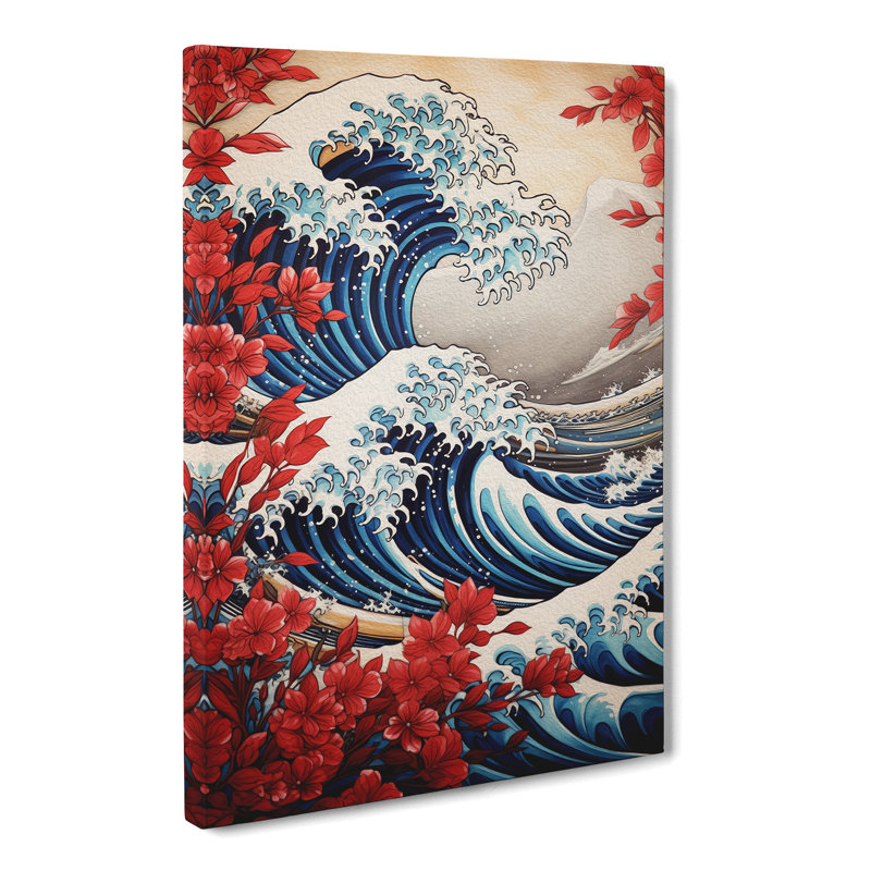 Wave Japanese Symbolism Art - Wrapped Canvas, 50cm H x 35cm W x 3cm D