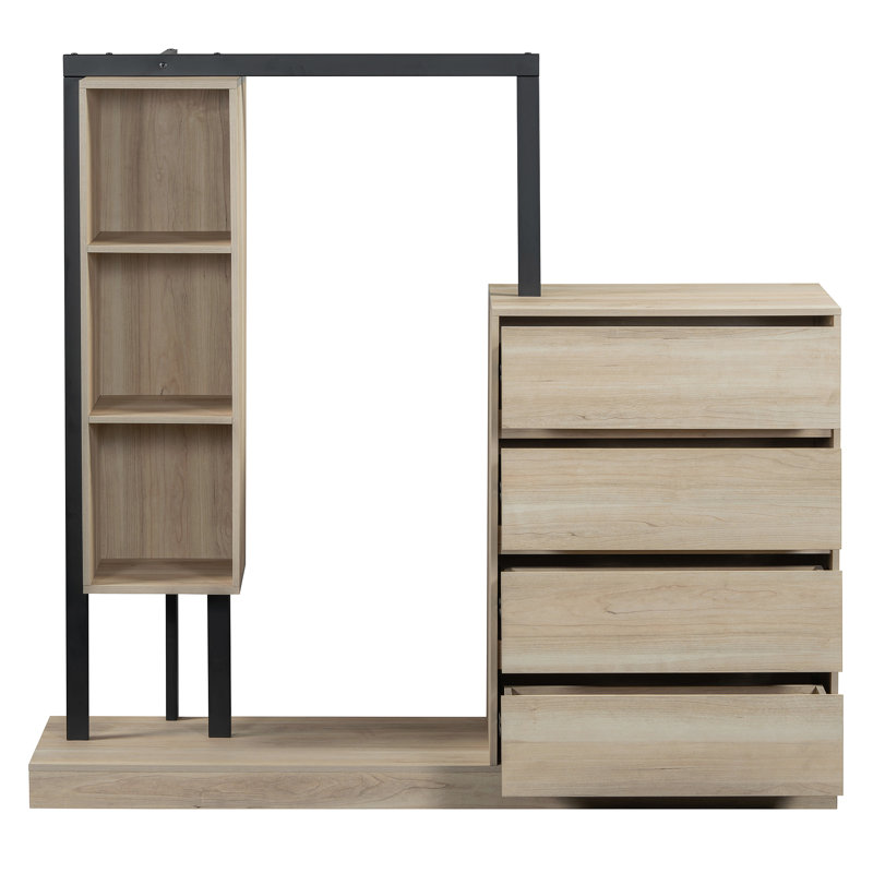 Armoire avec 4 tiroirs et 3 tablettes, Chêne