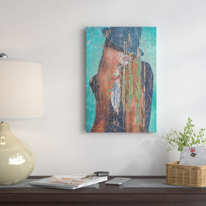 « red cheveu », impression sur toile, H 40 po x l 26 po x P 1,5 po, Toile tendue, Pas de tapis
