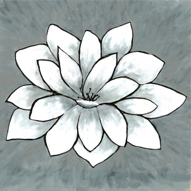 Décoration murale Lotus, Gris / blanc