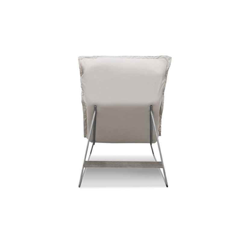Tweety Leather Lounge Chair, Verdeca Snow, Stainless Steel