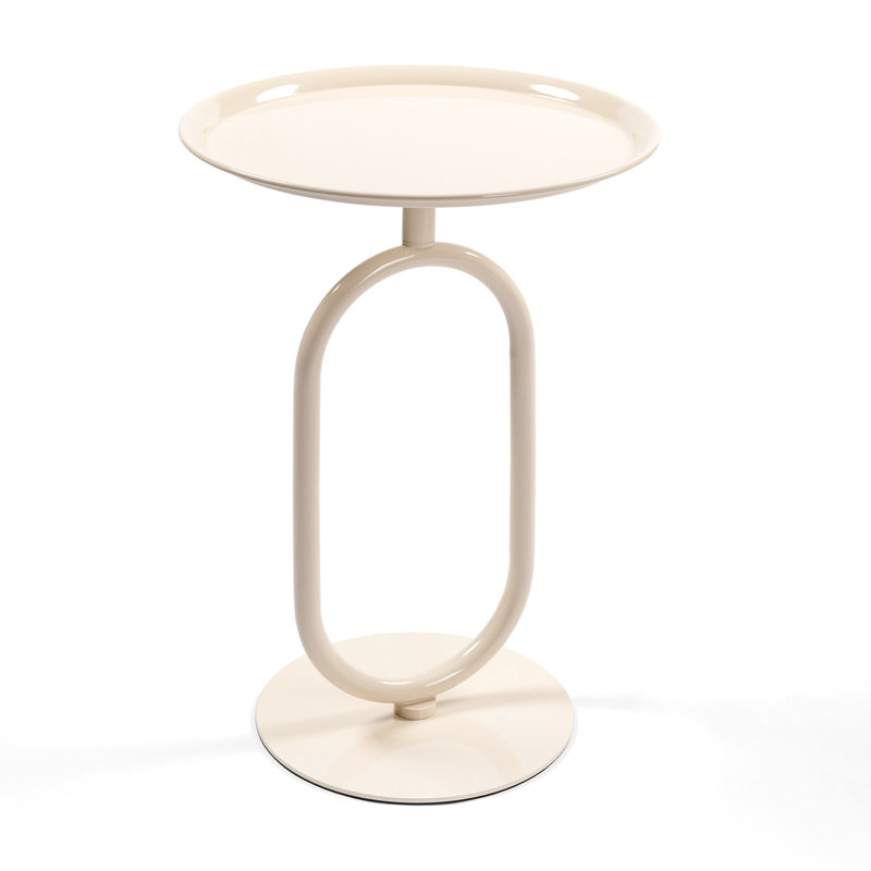 Lantern-shaped Metal Coffee Table, Cream White, 24" H x 17.7" L x 17.7" W