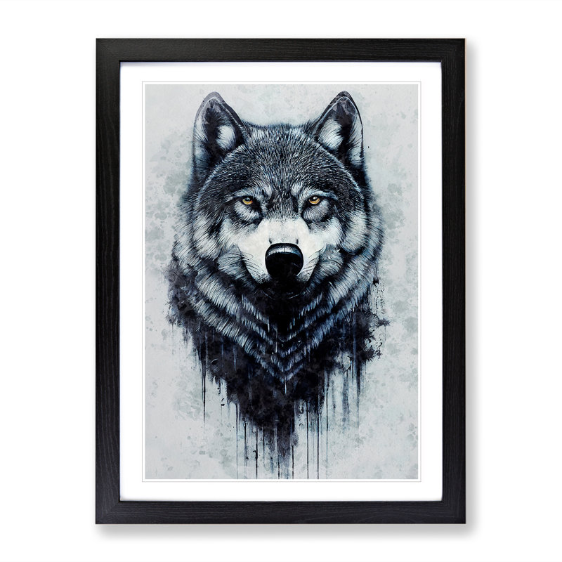 Splashed Wolf - Framed Print, Black, 64cm H x 46cm W x 2cm D