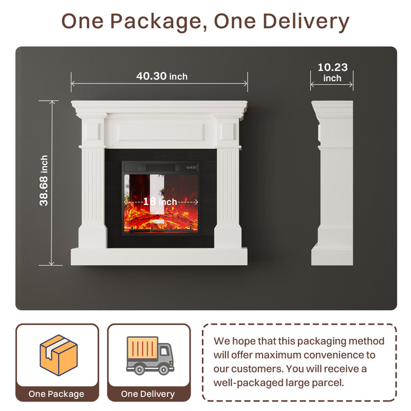Electric Fireplace with Mantel, Electric Fireplace Insert, With Timer, Remote Control, Adjustable Flame Color, 1400W, 40"
