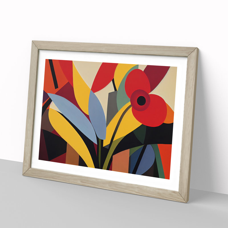 Wild Abstract Flowers - Framed Print, 25cm H x 34cm W x 2cm D, Oak Framed