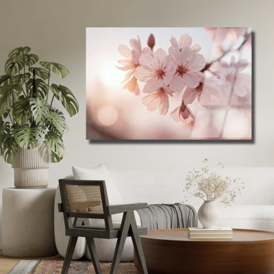 Art mural en verre trempé fleur de cerisier