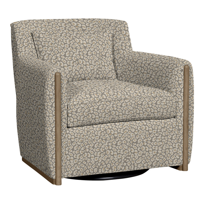 Thom Filicia Home Upholstered Swivel Armchair, Hampton, Tuck Cobalt Polyester Blend