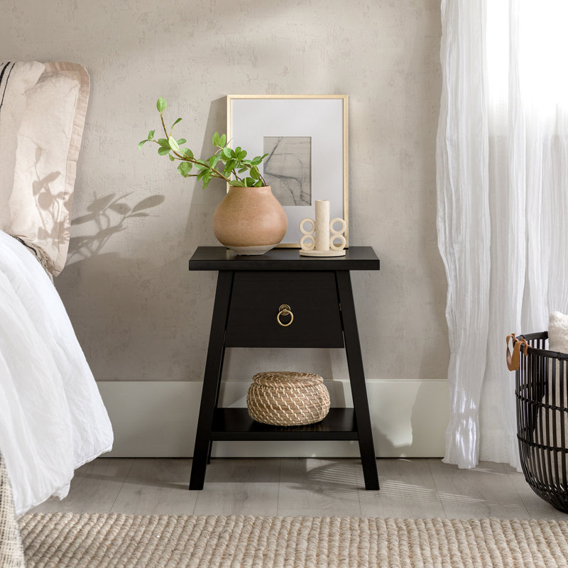 Krystynn 35cm W Bedside Table, Black