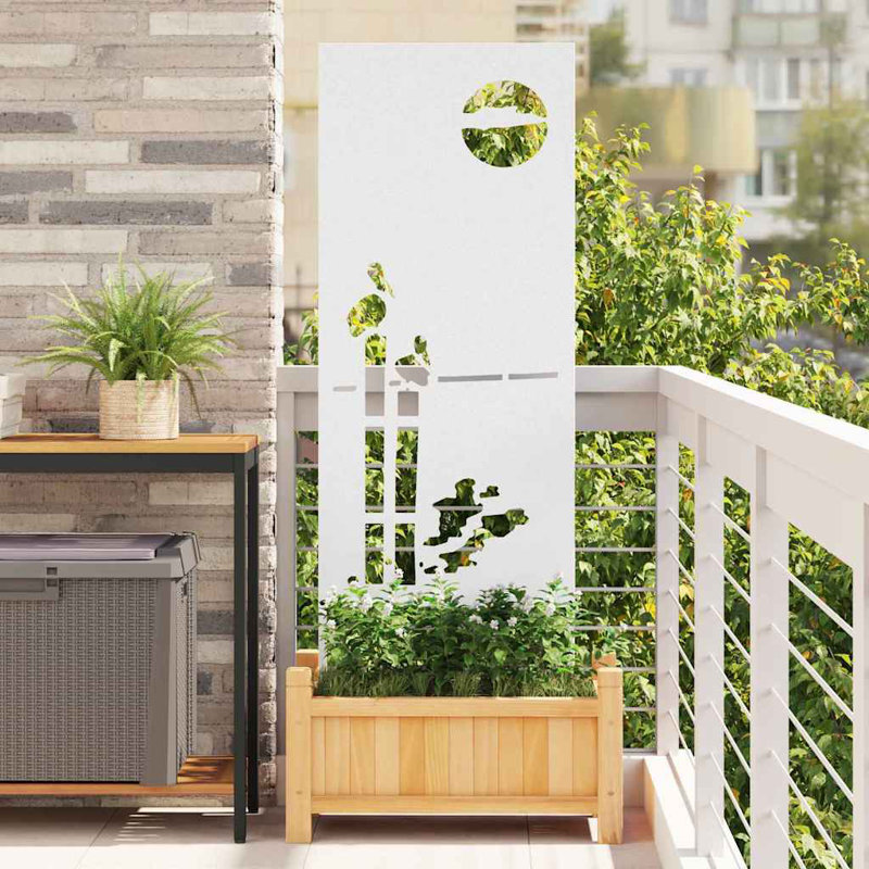 Vidaxl Garden Privacy Screen White 50 X 140 Cm Cold-Rolled Steel, White