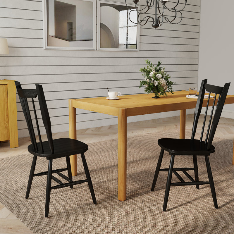 Ensemble de salle à manger Modern Farmhouse - Table en bois massif et chaises Windsor - Ensemble de cuisine 3/5/7 pièces en plusieurs finitions