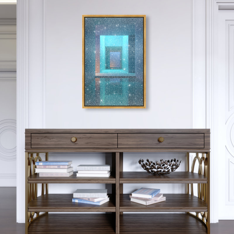 Cerulean Corridor I Abstract Canvas Print by Oliver Gal, Black Frame, 10 x 15, 20"H x 30"W, Gold Floater Frame