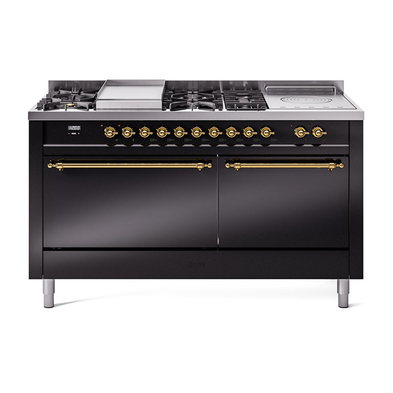 ILVE Nostalgie II, cuisinière à double combustible de 60 po, 7 brûleurs, plaque chauffante, surface de cuisson française