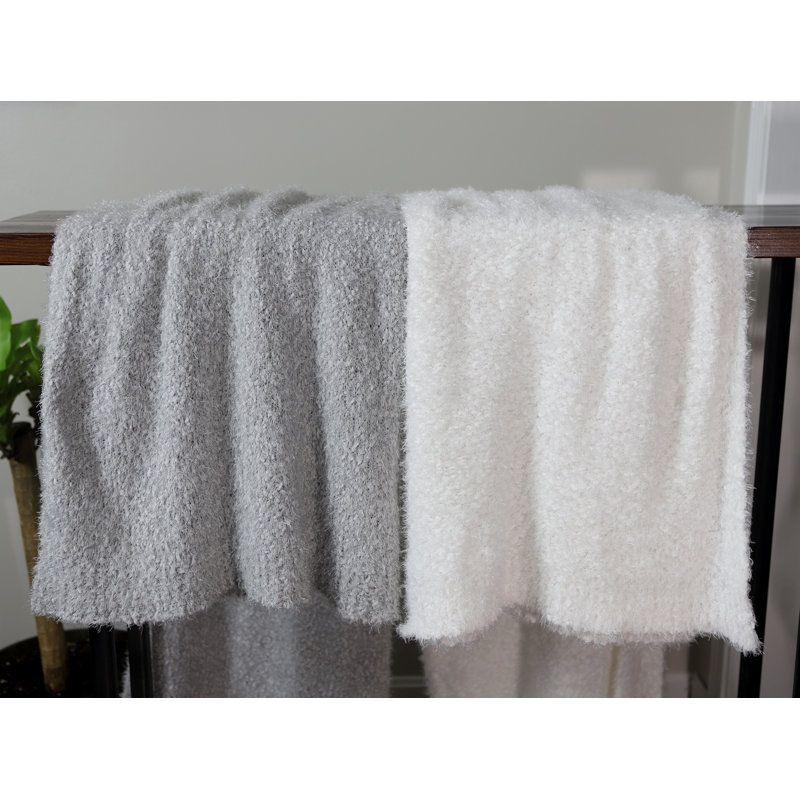 Pizzazz 50" x 70" Washable Throw Blanket, White