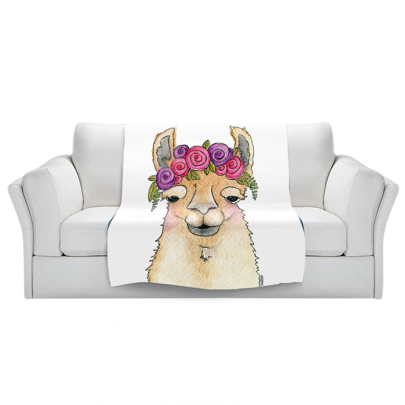 Couverture Garland Llama, 51 po x 60 po, Blanc