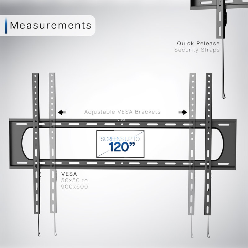 Support mural VIVO pour écrans de 60 à 120 pouces, VESA maximum 900 x 600 mm (Mount-vw120f), H 24,5 po x l 39,7 po x P 1,4 po