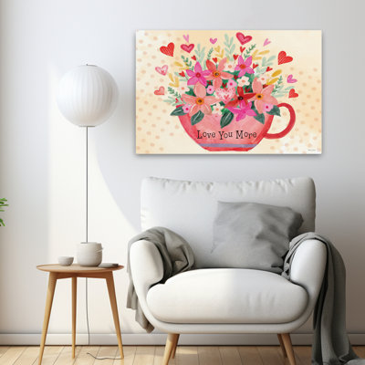 «Love You More», tasse à café à motif floral - citation contemporaine «Love You More»