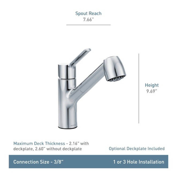 Method Pull Out Single Handle Kitchen Faucet with Power Clean and Duralock