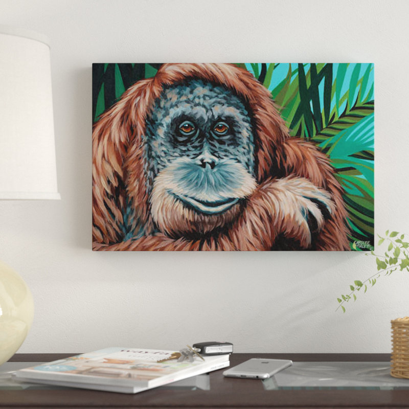 « jungle singe i », impression sur toile, H 12 po x l 18 po x P 1,5 po, Toile tendue, Pas de tapis