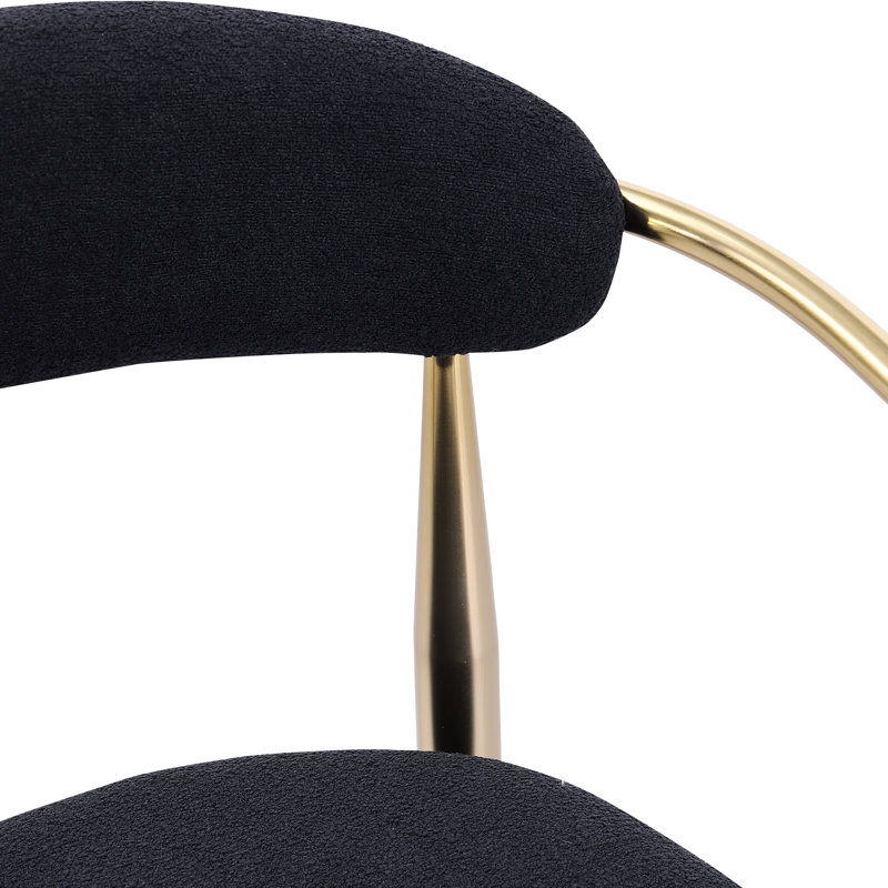 De 2 tabourets de bar de salle à manger rembourrés modernes - métal, rembourrage en mousse, noir et doré, style Mid-Century