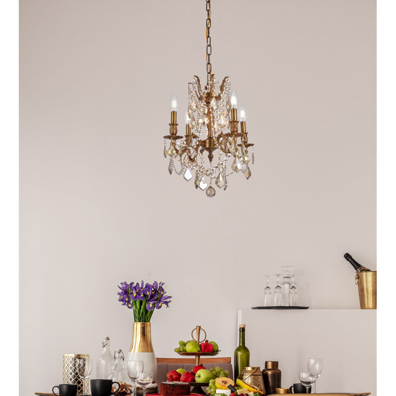 Ashmin 4 - Light Chandelier, French Gold / Golden Teak (Smoky) / Royal Cut