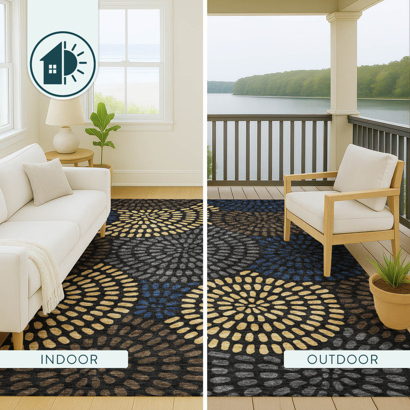 Machine Washable Indoor/Outdoor Chantille ACN2492 Geometric Rug, 2'3" x 7'6" Runner, Black