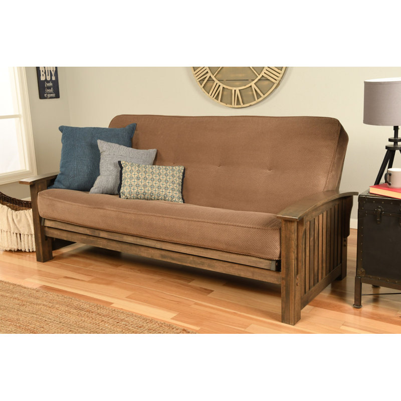 Stratford Full 83" Wide Futon Frame and Mattress, No, Marmont Mocha