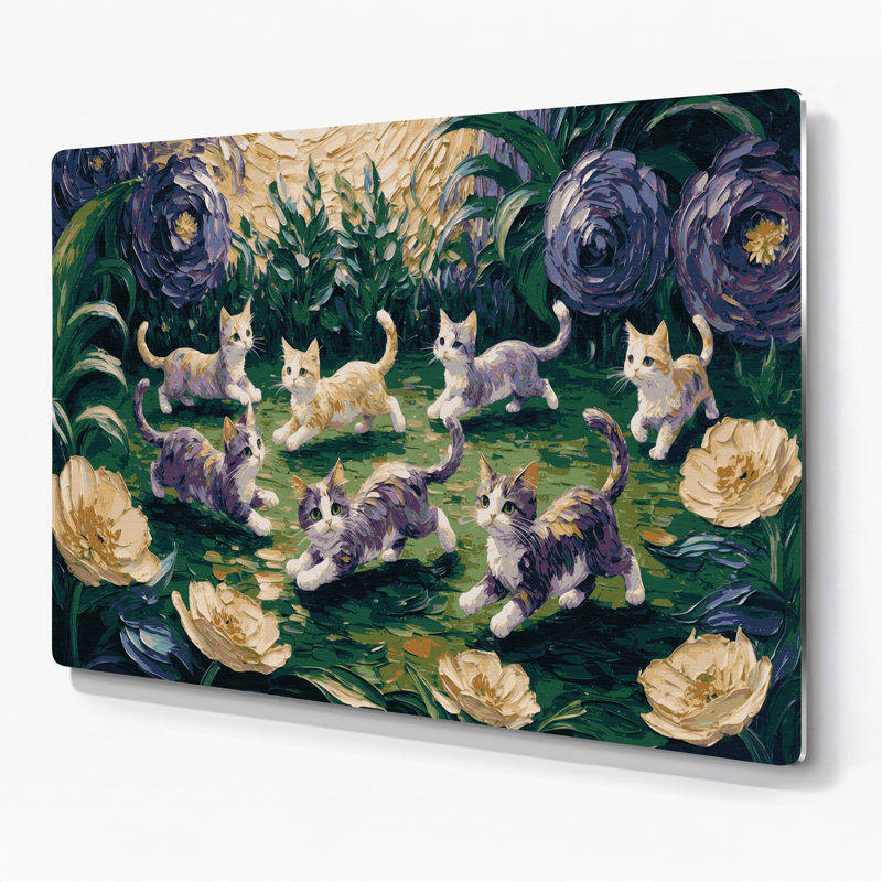 Cats Kinkalow, art mural en métal bleu, H 11 po x l 14 po