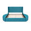 Upholstered Platform Bed Queen Size Storage Velvet Bed With Wingback Headboard And 1 Big Drawer,2 Side Storage Stool(Blue)-144642427