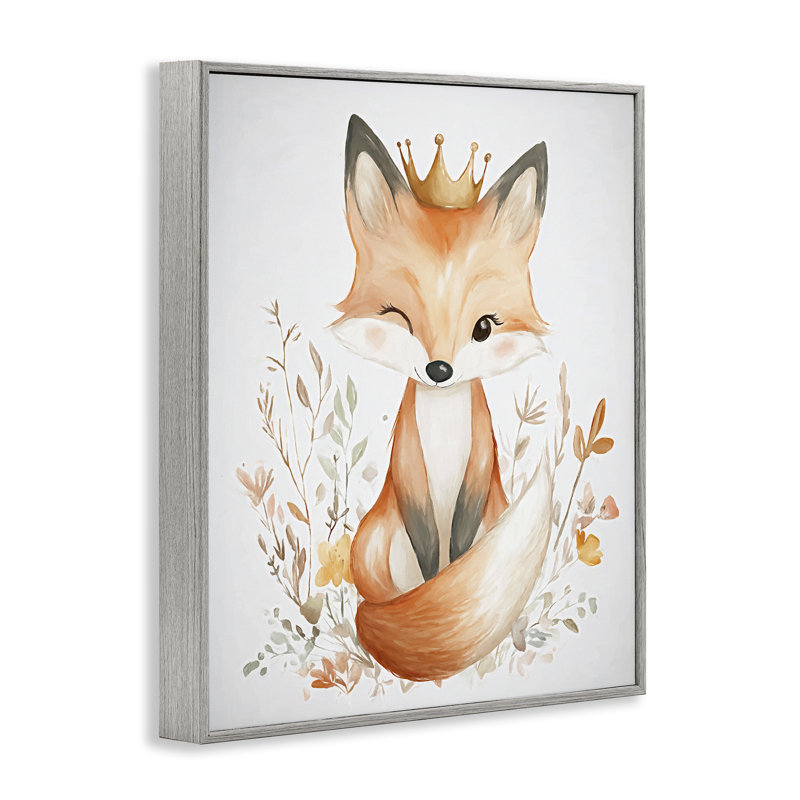Giclée encadrée de bébé renard couronné, design par Ramona Murdock, Estampe numérique Farmhouse, H 14 po x l 11 po